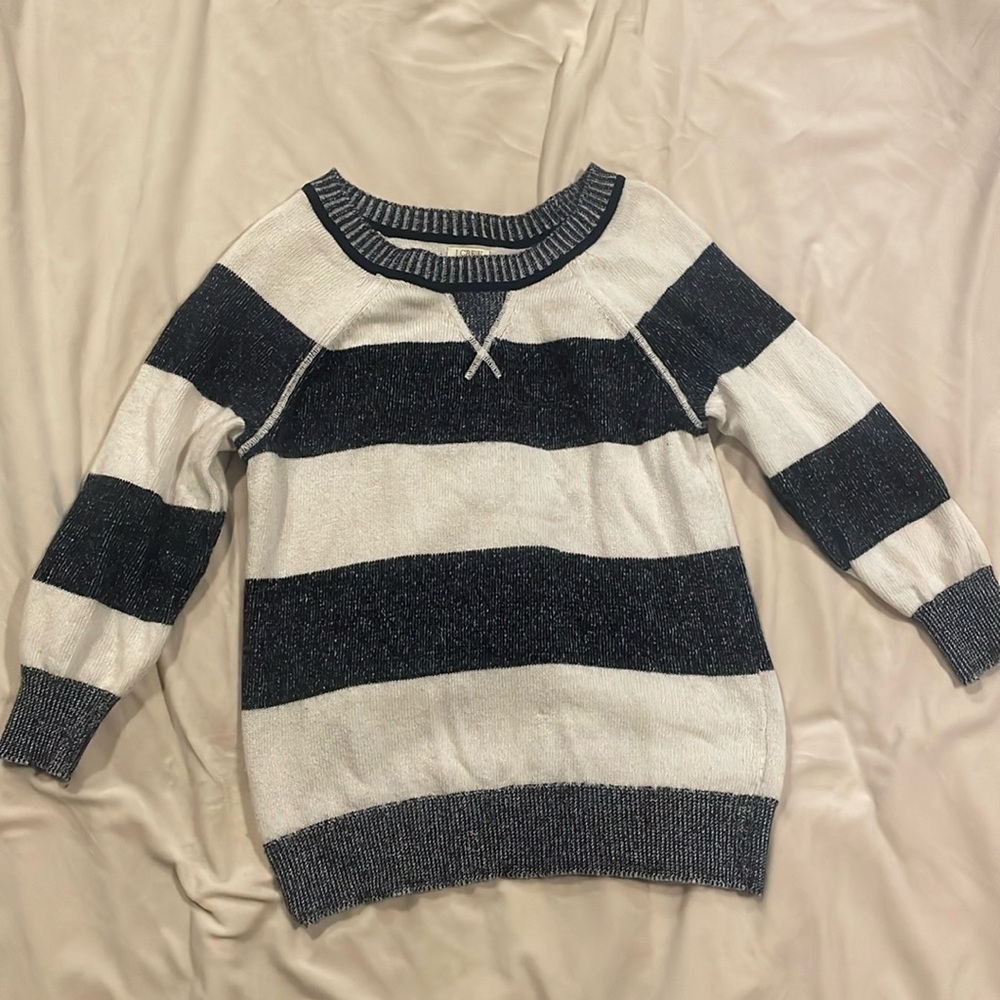 Small, JCrew white and blue striped sweater